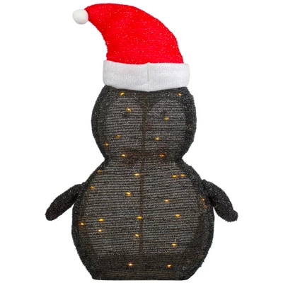 Northlight 28" LED Lighted Tinsel Penguin In Santa Hat Outdoor Christmas Decoration - Image 5