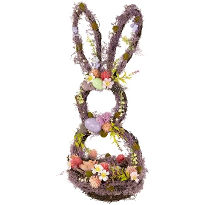 Northlight Floral Grapevine Bunny Shaped Easter Basket Decoration - 21" - Image 4