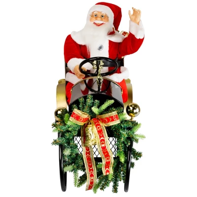 Northlight Animated And Musical Santa Driving Vintage Car Christmas Decoration - 31" - Image 2
