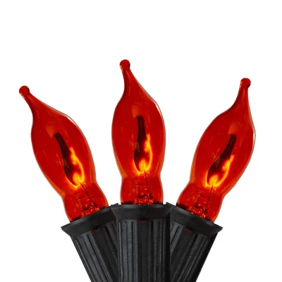 Northlight Flickering Flame C7 Christmas Lights - Orange - 9' Black Wire - 10ct - Image 2
