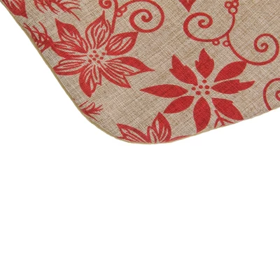 Northlight 20" Tan And Red Rustic Burlap Poinsettia Christmas Stocking - Image 3