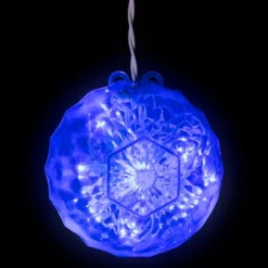 Northlight 6" LED Hanging Crystal Sphere Ball Outdoor Decoration - Blue