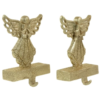 Northlight Angel Glittered Christmas Stocking Holders - 5.5" - Gold - Set Of 2 - Image 5