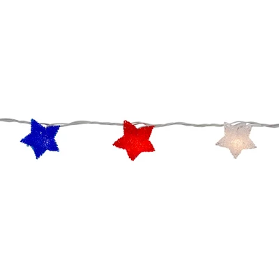 Northlight 10ct Patriotic 4th Of July Star Shaped Outdoor String Lights - 6' White Wire - Image 3