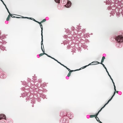 Northlight LED G12 Berry Christmas Lights - Pink - 16' Green Wire - 50 Ct - Image 2