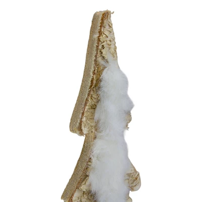 Northlight Wooden Tree With Faux Fur Christmas Decoration - 13.5" - Brown And White - Image 4