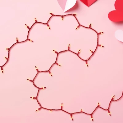 Northlight Mini Christmas Light Set- Clear With Red Tips - 10' Red Wire - 50ct - Image 3