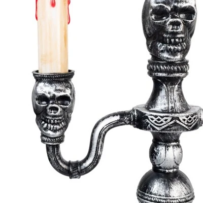 Northlight Antique-Style Skull Trio Flickering Halloween Candelabra - 13.75" - Amber Lights - Image 5