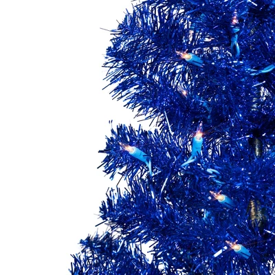 Northlight Pre-Lit Artificial Tinsel Christmas Tree - 3' - Blue - Clear Lights - Image 3
