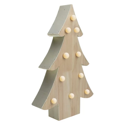Northlight Lighted 3D Wooden Christmas Tree Decoration - 15" - Image 2