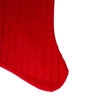 Northlight 19" Red And White Cable Knit Christmas Stocking With Fur Cuff - Image 5