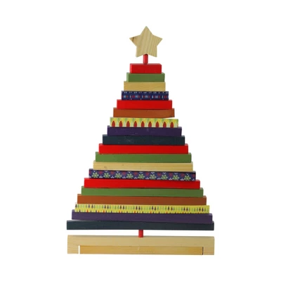 Northlight Adjustable Wooden Christmas Tree Decoration - 15.5" - Multicolor