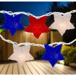 Northlight 10ct Patriotic 4th Of July Star Shaped Outdoor String Lights - 6' White Wire