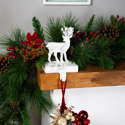 Northlight Marbled Standing Deer Christmas Stocking Holder - 7.5" - White And Black