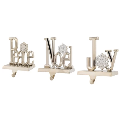 Northlight Peace, Joy And Noel Metal Christmas Stocking Holders - 6.5" - Set Of 3 - Image 2