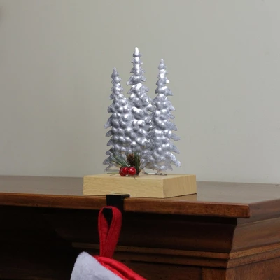Northlight Galvanized Christmas Trees With Wooden Base Stocking Holder - 8.5" - Image 2