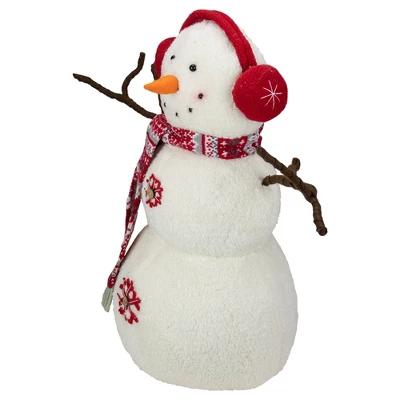 Northlight Plush Snowman With Button Snowflakes And Earmuffs Christmas Decoration - 21.5" - - Image 2