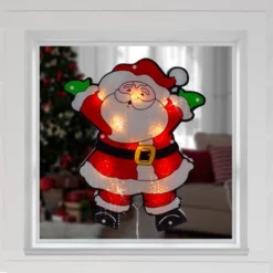Northlight 16.25" Lighted Holographic Santa Claus Christmas Window Silhouette