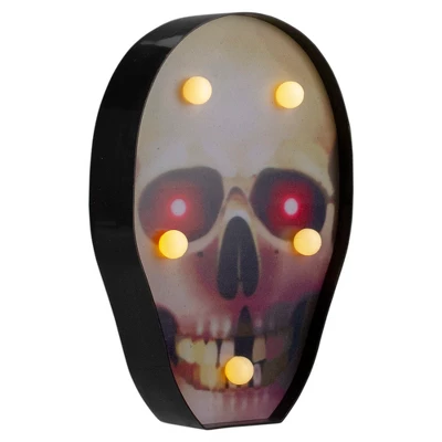 Northlight Lighted Skull Halloween Decoration - 7" - Warm White Lights - Black And Red - Image 2