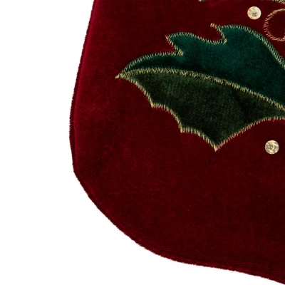 Northlight 21" Red And Green Holly Embroidered Velvet Christmas Stocking - Image 5