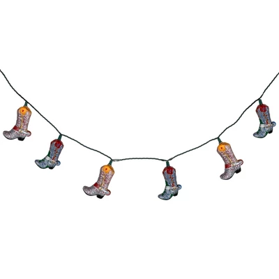 Northlight Cowboy Boots Indoor Outdoor Patio Light Set - 6' Green Wire - 10ct - Image 3