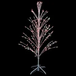 Northlight 4' Prelit Artificial Christmas Tree White Lighted Cascade Twig Outdoor Decoration - Multi-Color Lights