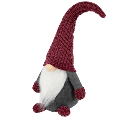 Northlight Standing Gnome With Knitted Hat Christmas Decoration - 18" - Mauve And Gray - Image 2