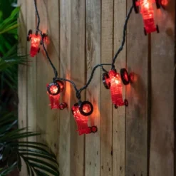 Northlight Red Tractor Indoor Outdoor Patio Light Set - 6' Green Wire - 10ct