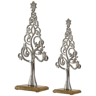 Northlight Starry Trees Metal Christmas Decorations - 18.5" - Silver - Set Of 2 - Image 3