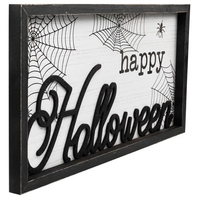 Northlight Framed "Happy Halloween" Spider Web Wall Sign - 23.5" - Image 2
