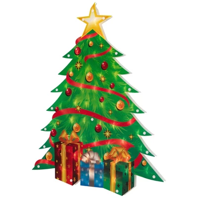 Northlight 22.5" Lighted Christmas Tree With Presents Window Silhouette - Image 4