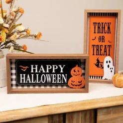 Northlight Happy Halloween Wooden Shadow Box Tabletop Sign - Set Of 2