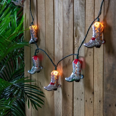 Northlight Cowboy Boots Indoor Outdoor Patio Light Set - 6' Green Wire - 10ct