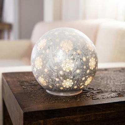 Northlight LED Lighted Snowflakes Glass Globe Christmas Decoration - 6" - White