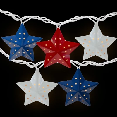 Northlight 10-Count Red And Blue Fourth Of July Star String Light Set, 7.25ft White Wire - Image 2
