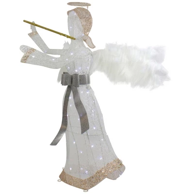Northlight 36" LED Lighted Lace Angel With Flute Outdoor Christmas Decoration - Image 3