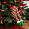 Northlight 19" Red And Green Striped Elf Legs Christmas Decoration