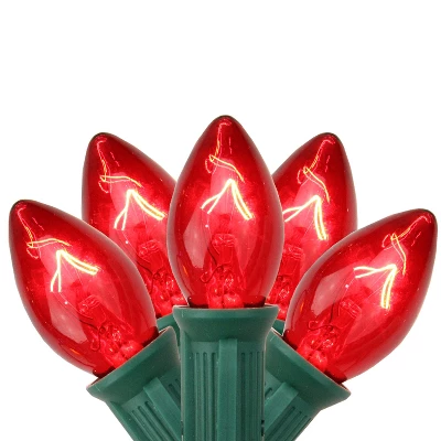 Northlight C7 Christmas String Lights - Red - 24' Green Wire - 25ct