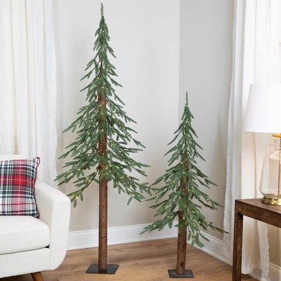 Northlight Pre-Lit Medium Alpine Artificial Christmas Tree - 4' - Clear LED Lights - Image 3
