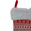 Northlight Nordic Print With Faux Fur Cuff Christmas Stocking - Red/White