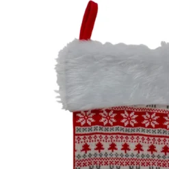 Northlight Nordic Print With Faux Fur Cuff Christmas Stocking - Red/White