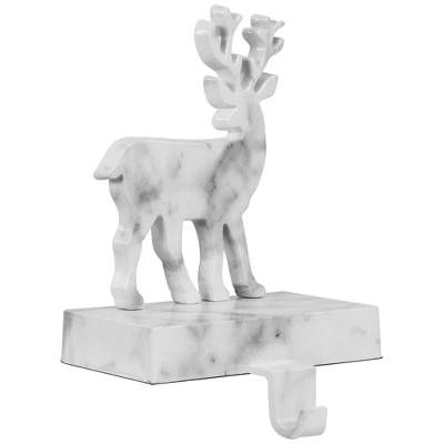 Northlight Marbled Standing Deer Christmas Stocking Holder - 7.5" - White And Black - Image 3