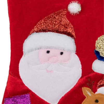 Northlight 20.5" Red And White Glittered Santa Claus And Reindeer Christmas Stocking - Image 5