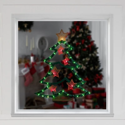 Northlight Lighted Christmas Tree With Stars Window Silhouette - 17.75" - Image 2