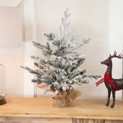 Northlight Real Touch™ Pre-Lit B/O Tamarack Pine Artificial Christmas Tree With Burlap - 2' Warm White LED