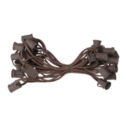 Northlight Commercial Grade C9 Christmas Light Socket Set - 25' Brown Wire - 18 Gauge