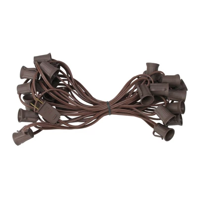 Northlight Commercial Grade C9 Christmas Light Socket Set - 25' Brown Wire - 18 Gauge