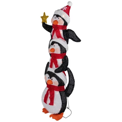 Northlight 41" Lighted Stacked Penguin Family Outdoor Christmas Decoration - Image 3