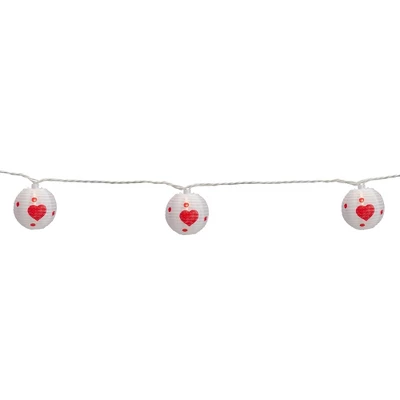 Northlight 10-Count White And Red Heart Paper Lantern Valentine's Day Lights, 8.5ft White Wire - Image 4