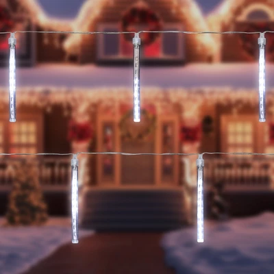 Northlight LED Dripping Icicle Christmas Tube Lights - White - 14.25' Clear Wire - 10ct - Image 2
